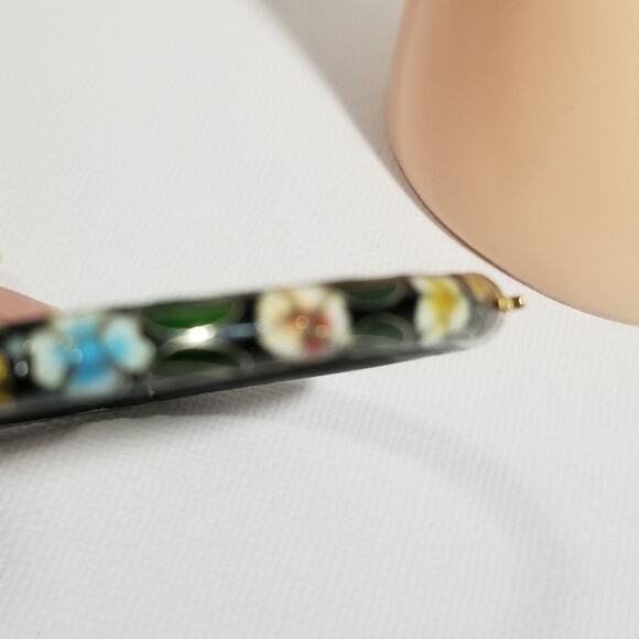 Vintage cloisonne black painted enamel hinged bangle 1.2000 - Picture 5 of 15